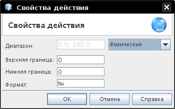Диалог Свойства действия